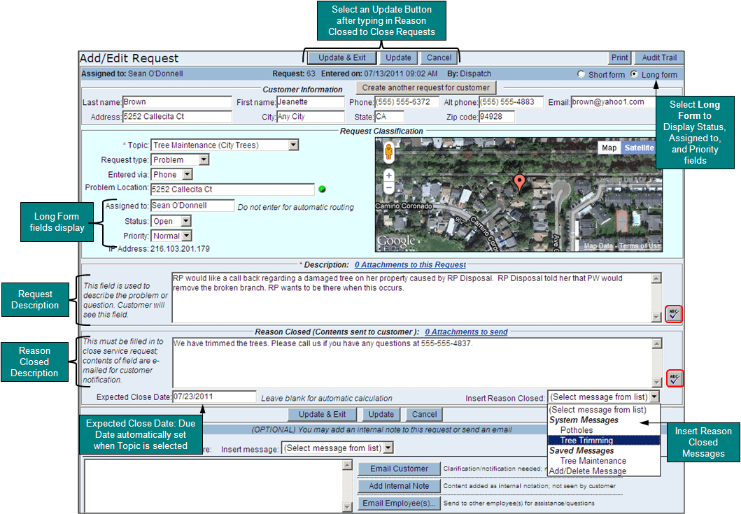 Figure 29 Closing a Request